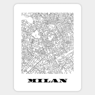 Map of Milan, Italy Minimalist Line Drawing Magnet